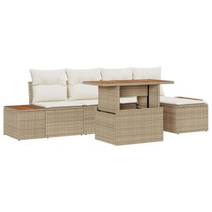 vidaXL Conjunto de sof&aacute;s de jard&iacute;n 6 uds. Beige y Crema