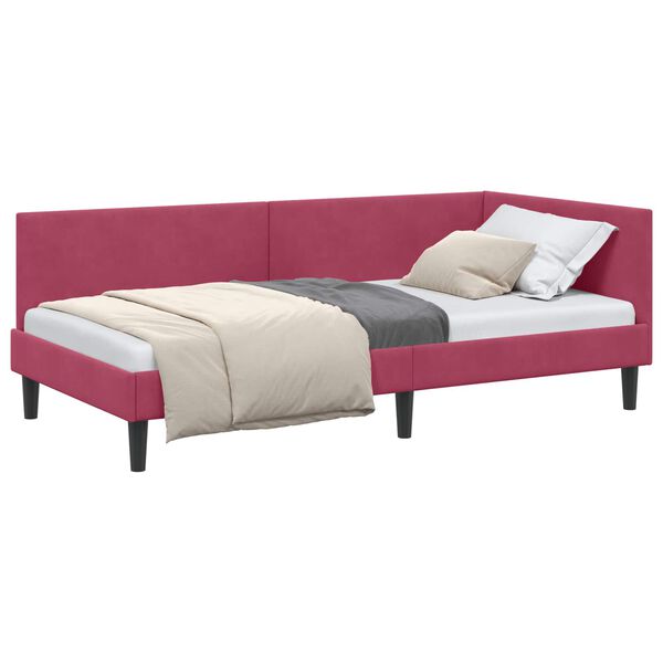 vidaXL Estructura de cama en esquina Rojo vino 90 cm x 200 cm