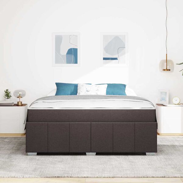 vidaXL Estructura de cama con colch&oacute;n Marr&oacute;n Oscuro 180 x 200 cm tela