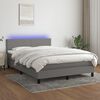 vidaXL Cama box spring con colch&oacute;n y LED tela gris oscuro 140x190 cm