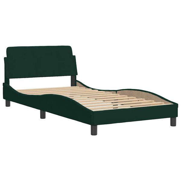 vidaXL Estructura de cama sin colchón Hanko terciopelo verde oscuro 100x200 cm