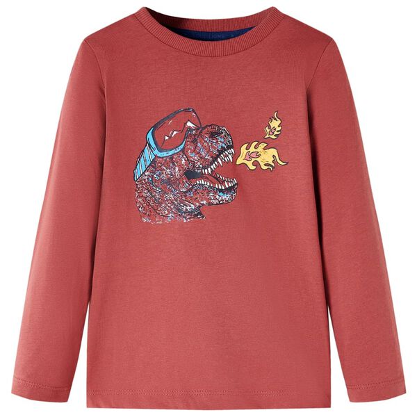 Camiseta infantil de manga larga rojo tostado 140