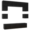 vidaXL Set de muebles de sal&oacute;n TV 8 piezas madera ingenier&iacute;a negro