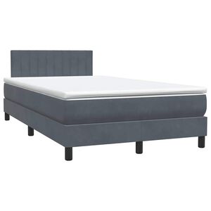 vidaXL Cama box spring con colch&oacute;n terciopelo gris oscuro 120x220 cm