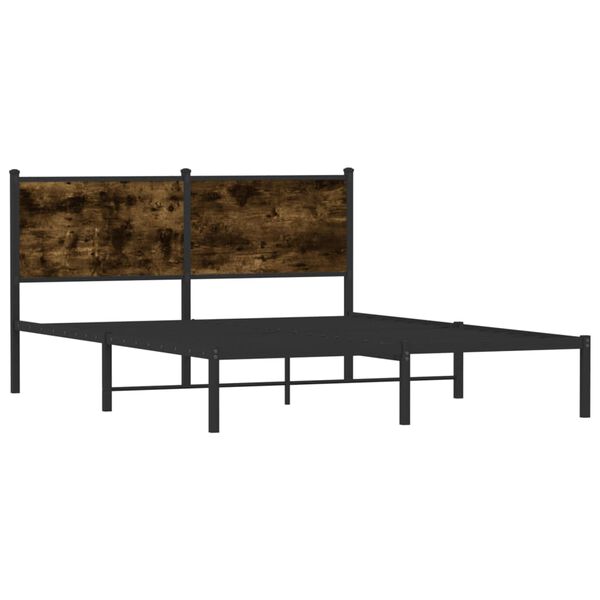 vidaXL Estructura de cama sin colchón metal roble ahumado 150x200 cm
