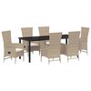 vidaXL Conjunto de Comedor de Jard&iacute;n 7 pcs Beige rat&aacute;n sint&eacute;tico