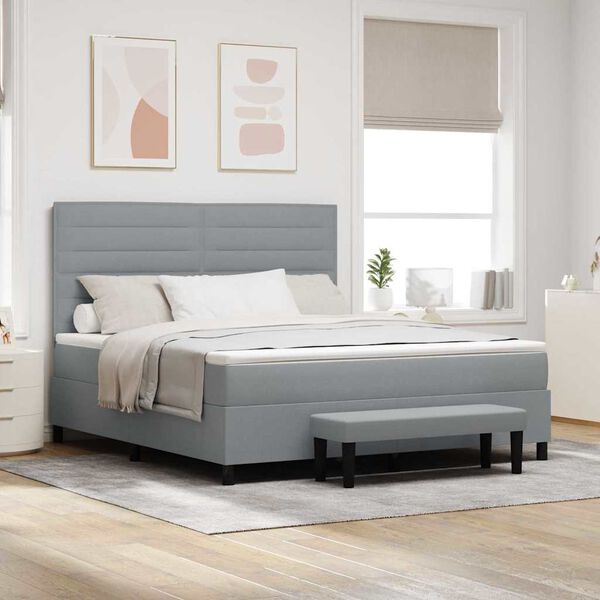vidaXL Cama tipo Box Spring con colch&oacute;n Gris Claro 180 x 200 cm tela