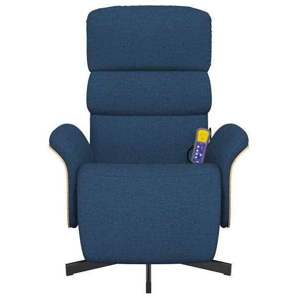vidaXL Sill&oacute;n reclinable de masaje con reposapi&eacute;s tela azul