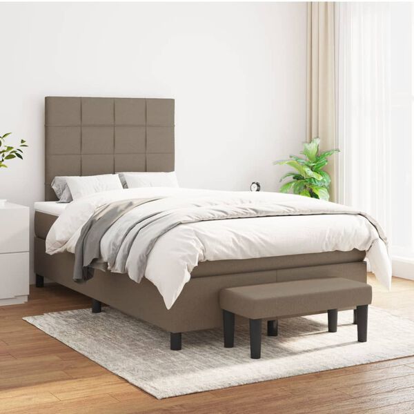 vidaXL Cama box spring con colch&oacute;n tela gris taupe 120x200 cm
