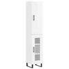 vidaXL Aparador alto madera contrachapada blanco brillo 34,5x34x180 cm