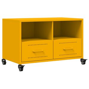 vidaXL Mueble TV acero laminado en fr&iacute;o amarillo mostaza 68x39x43,5 cm