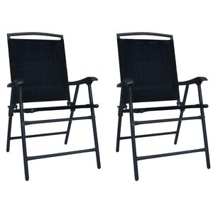 vidaXL Sillas plegables, 2 unidades, Texilene negro