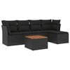vidaXL Set de sof&aacute;s de jard&iacute;n 6 piezas y cojines rat&aacute;n sint&eacute;tico negro