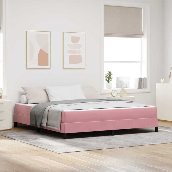 vidaXL Cama tipo Box Spring con colchón Rosa 180 x 220 cm tela