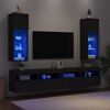 vidaXL Muebles de TV con luces LED 2 uds negro 30,5x30x90 cm