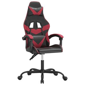 vidaXL Silla gaming giratoria cuero sint&eacute;tico negro y rojo vino tinto