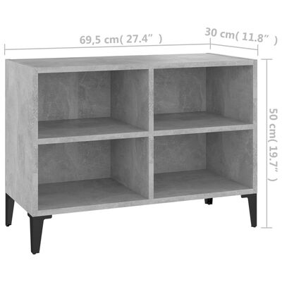 vidaXL Mueble de TV con patas de metal gris hormigón 69,5x30x50 cm