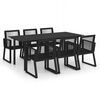 vidaXL Juego de comedor de jard&iacute;n 7 piezas rat&aacute;n PVC negro