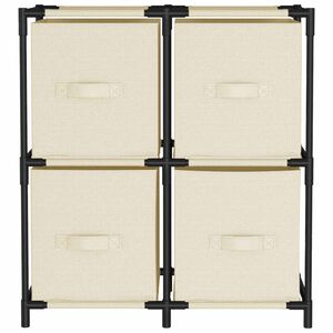 vidaXL Armario almacenaje de acero con 4 cestas tela crema 63x30x71 cm