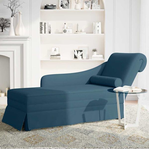 vidaXL Chaise longue respaldo reposabrazos derecho terciopelo azul