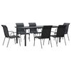 vidaXL Juego de comedor para jard&iacute;n 7 piezas acero y textilene negro