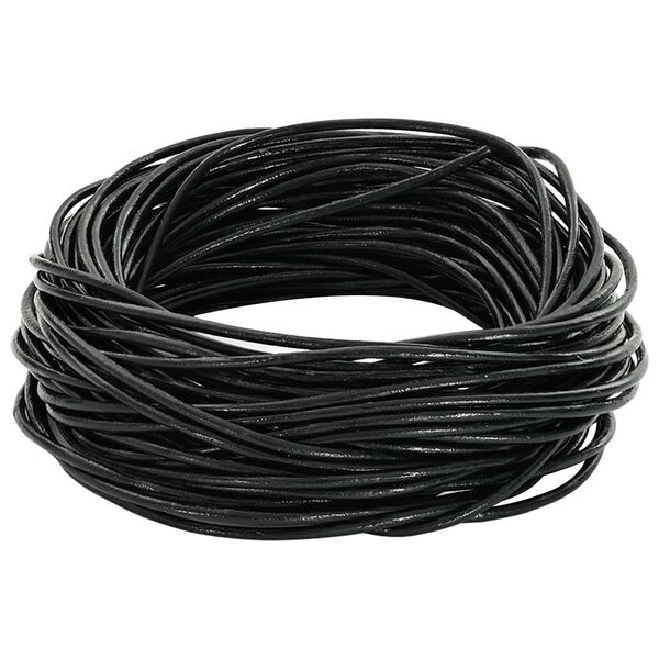 vidaXL Cord&oacute;n de cuero Negro &Oslash;1 mm x 50 m Cuero