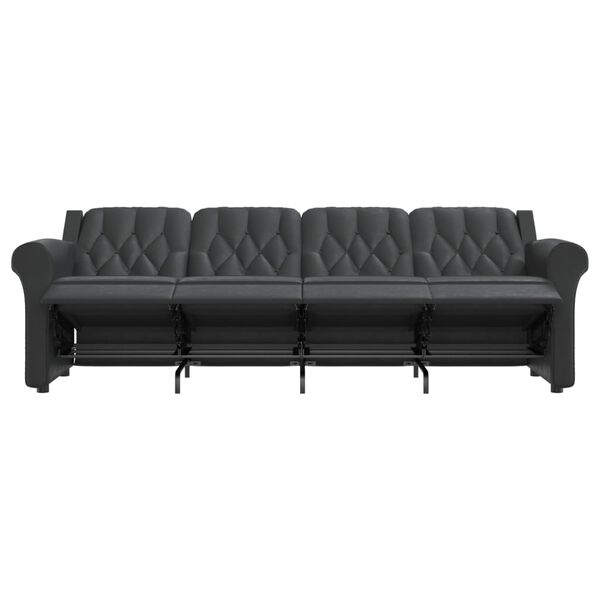 vidaXL Sill&oacute;n reclinable de masaje de 4 plazas cuero sint&eacute;tico negro