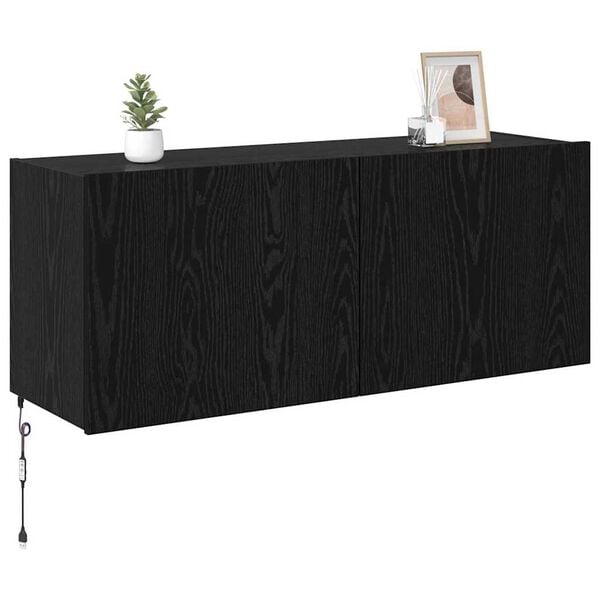 vidaXL Mueble de TV Montado en la Pared Roble Negro 100 x 35 x 41 cm