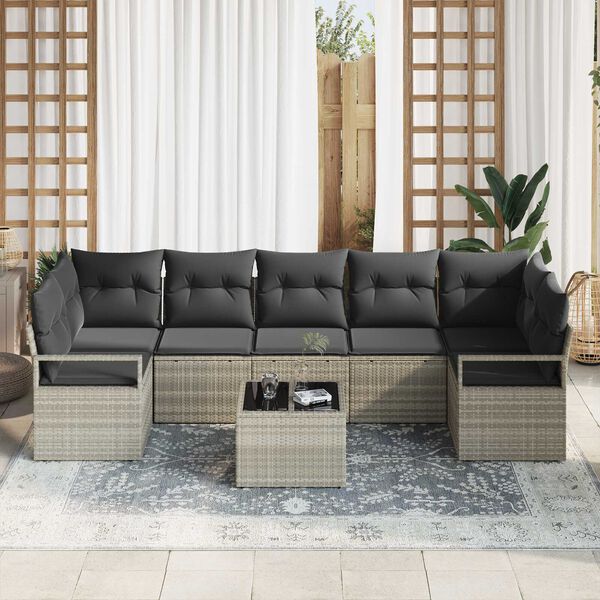 vidaXL Conjunto de sof&aacute; de jard&iacute;n 8 pcs Gris Claro y Gris Oscuro