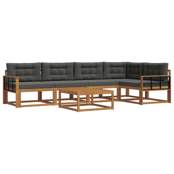 vidaXL Conjunto de sof&aacute;s de exterior 6 pcs Natural y Antracita