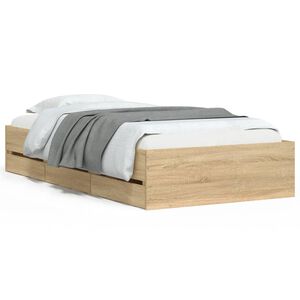 vidaXL Cama con cajones madera ingeniería roble Sonoma 90x190 cm