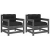 vidaXL Sillones de jard&iacute;n con cojines 2 uds madera maciza de pino gris