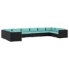vidaXL Set de muebles de jard&iacute;n 10 pzas cojines rat&aacute;n sint&eacute;tico negro