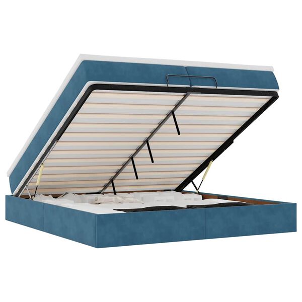 vidaXL Estructura de cama otomana colchones terciopelo azul oscuro
