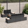 vidaXL Conjunto de sof&aacute; de jard&iacute;n con coj&iacute;n 6 pcs Negro Polirat&aacute;n