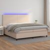 vidaXL Cama box spring colch&oacute;n LED cuero sint&eacute;tico capuchino 200x200cm