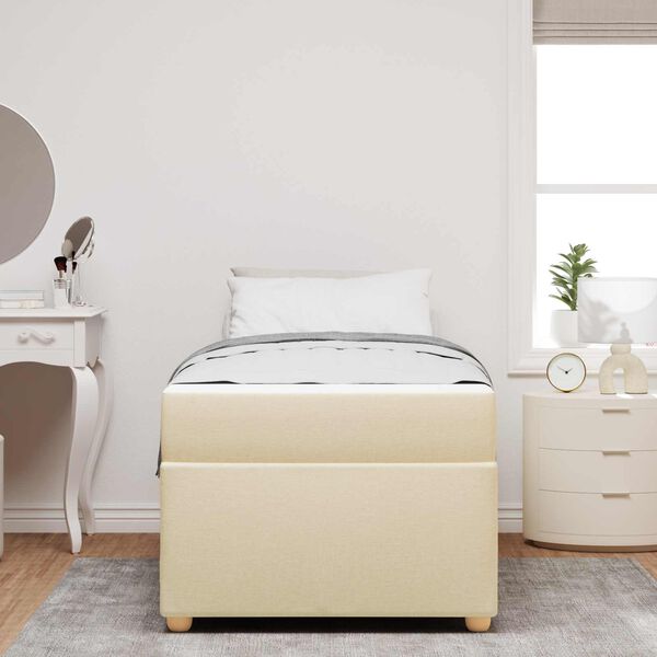 vidaXL Estructura de cama con colch&oacute;n Crema 80 x 200 cm tela