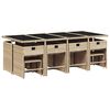 vidaXL Set comedor de jard&iacute;n con cojines 13 pzas rat&aacute;n sint&eacute;tico beige