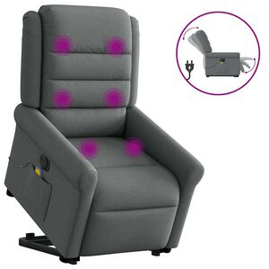 vidaXL Sill&oacute;n de masaje el&eacute;ctrico reclinable elevable tela gris oscuro