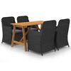 vidaXL Juego de comedor para jard&iacute;n 5 piezas negro