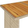 vidaXL Mesa de jard&iacute;n superficie de madera rat&aacute;n PE beige 110x68x70 cm