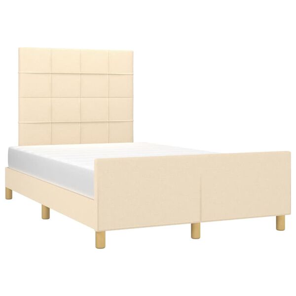 vidaXL Estructura de cama sin colch&oacute;n tela crema 120x190 cm