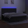 vidaXL Cama box spring colch&oacute;n y luces LED tela negro 200x200 cm