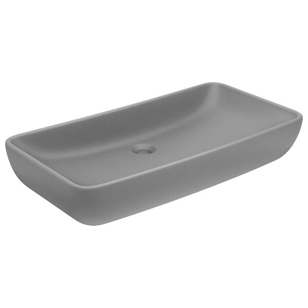 vidaXL Lavabo de lujo de cer&aacute;mica rectangular gris claro mate 71x38 cm