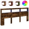 vidaXL Cabecero de cama con luz LED roble ahumado 220x17x102 cm