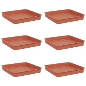 vidaXL Bandeja Cuadrada para Flores 6 pcs Rojo Ladrillo 15 x 15 x 2 cm