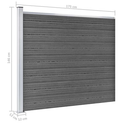 vidaXL Set de paneles de valla WPC negro 872x146 cm
