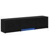 vidaXL Mueble de TV con LED con tiras LED Roble Negro 165 x 34 x 40 cm