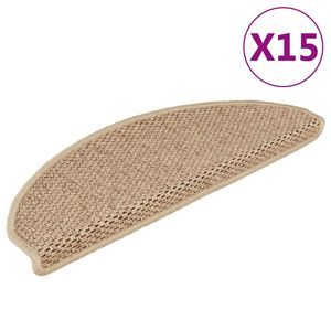 vidaXL Alfombrilla autoadhesiva escalera sisal 15 uds arena 65x21x4 cm