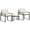 vidaXL Juegos de muebles con coj&iacute;n 3 pcs Negro y Crema Rat&aacute;n